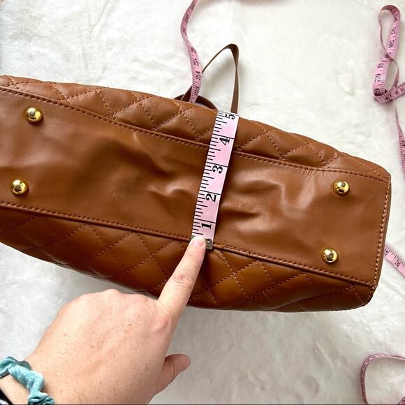 Joy & Iman Caramel Brown Leather Tote Bag - Picture 4 of 8